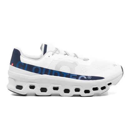 On Cloudmonster white blue